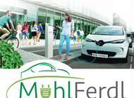 MühlFerdl E-Carsharing Bild und Logo